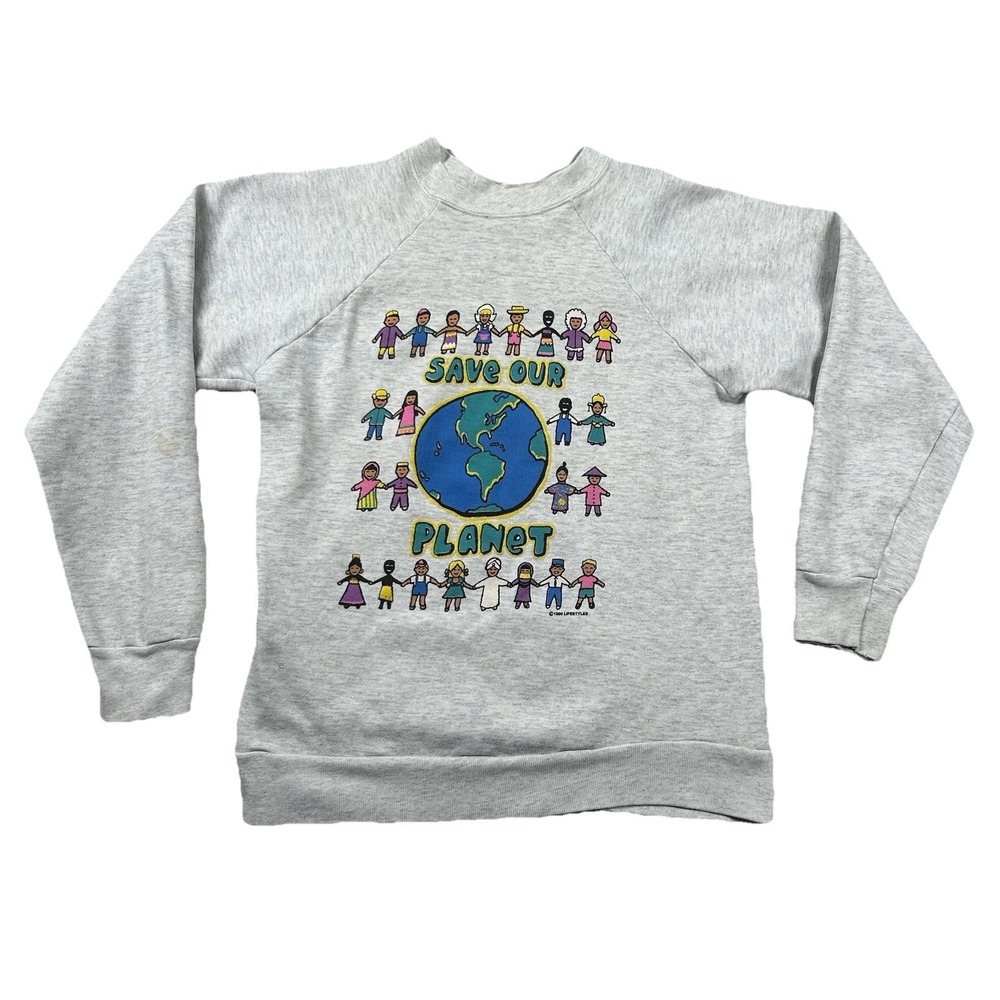 Vintage Signal Sweatshirt Womens M Save our Planet 80s 90s Colorful Conservation